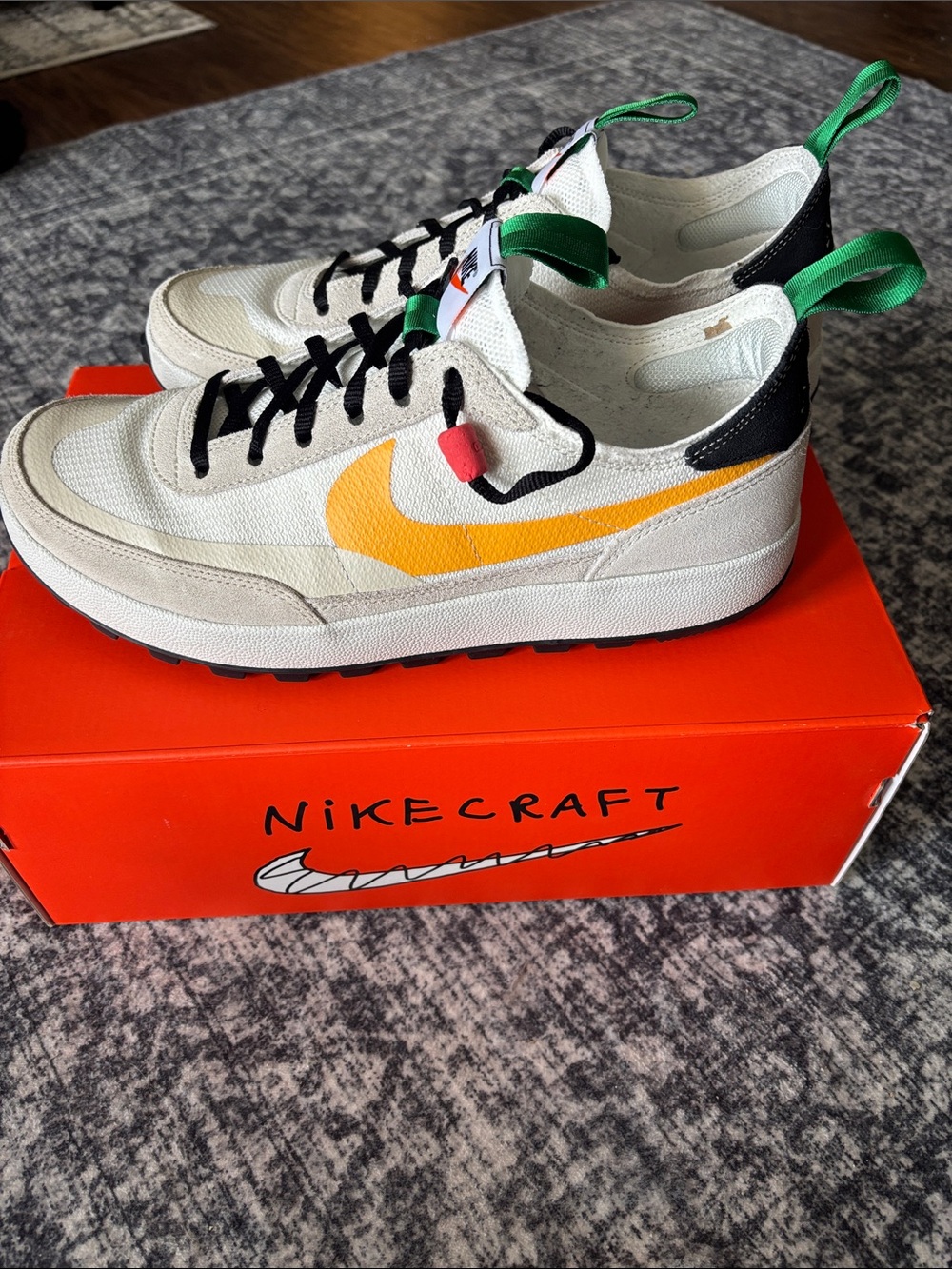 Nike Tom Sachs unisex General Purpose Shoe - size 9.5 m/11 w - white/gold